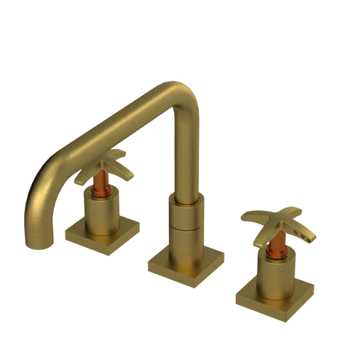 Rubinet Widespread Kitchen Set with Genesis Spout Antique Brass Matt