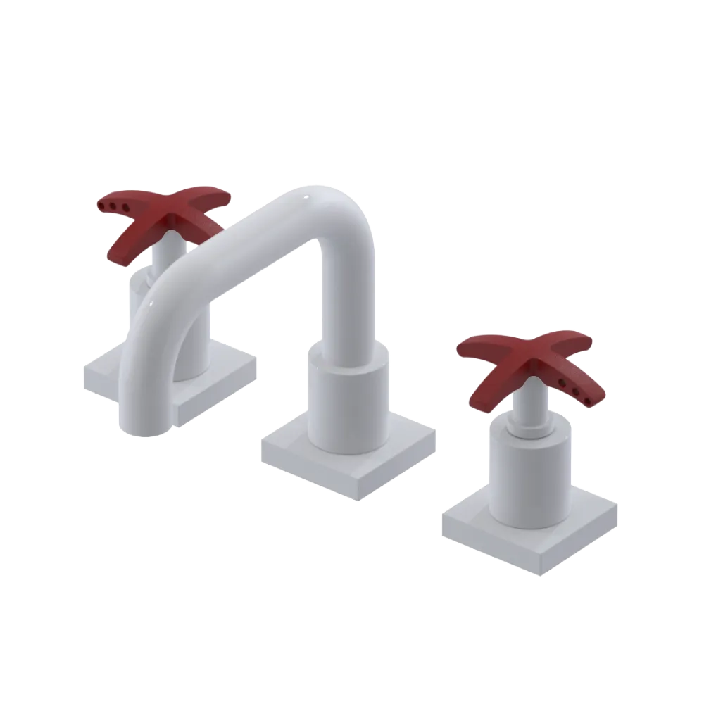 Rubinet Widespread Lav. Set. with Genesis spout (less drain) White