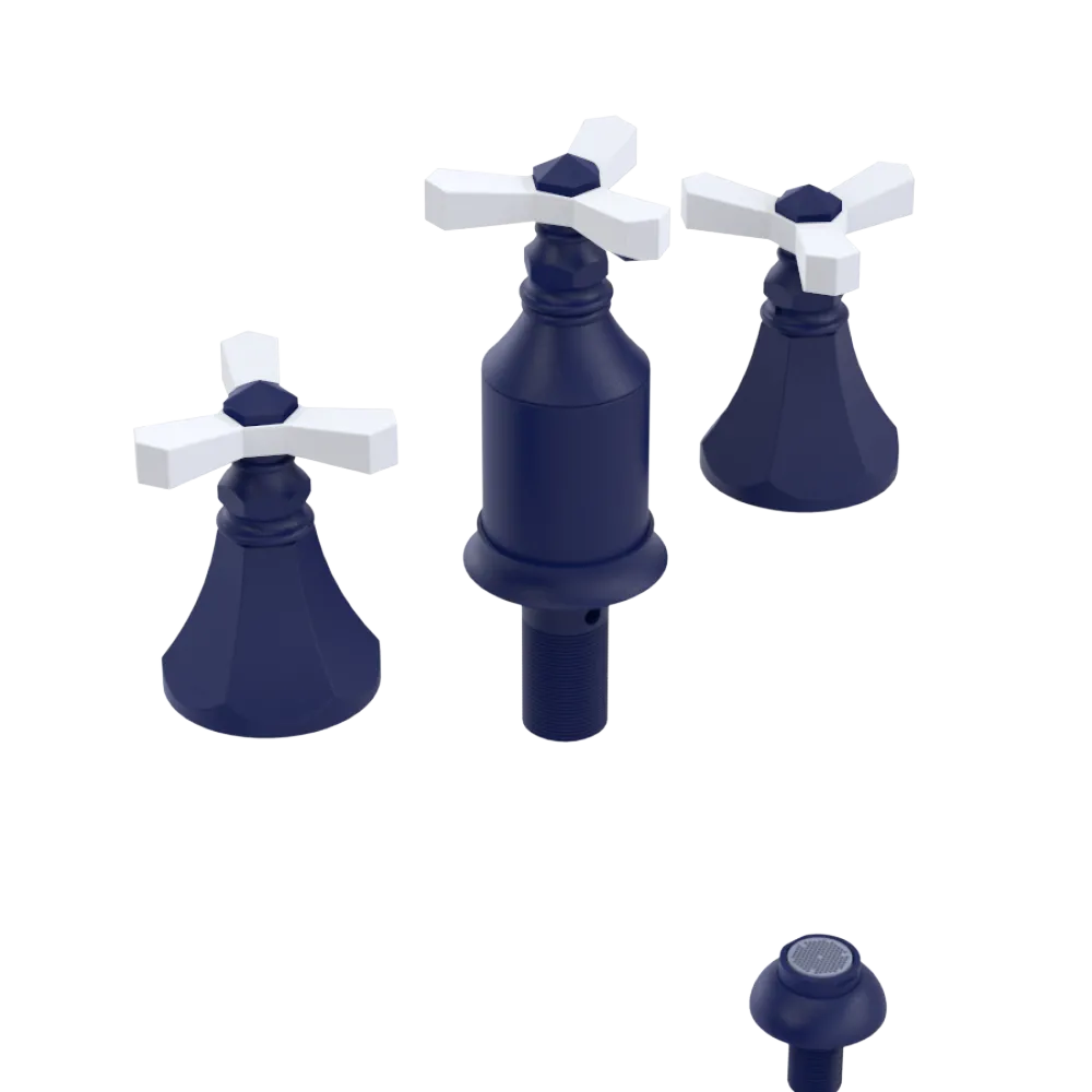 Rubinet Bidet Fitting with Spray, Diverter, and Vacum Breaker (Less Drain) Midnight Blue