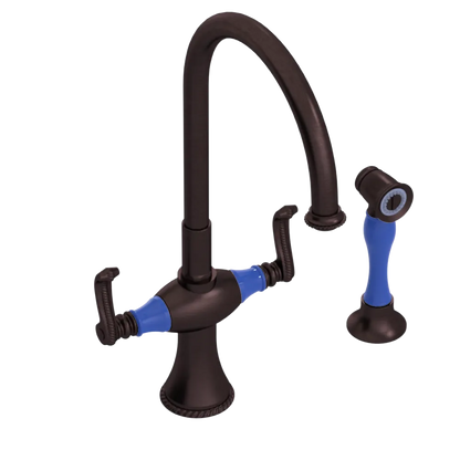 Rubinet Two Handle Single Hole Kitchen Set with Hand Spray Tuscan Brass