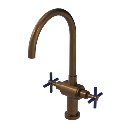 Rubinet Two Handle Single Hole Kitchen Set with LaSalle Spout Tuscan Brass
