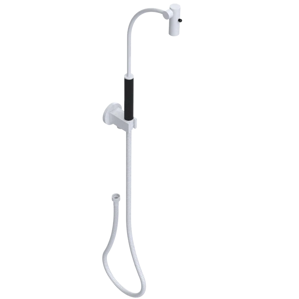Rubinet Hand Held Shower Bidet with Extended Reach & Dual Function Spray Including Wall Bracket with Supply & Hose (Round) White