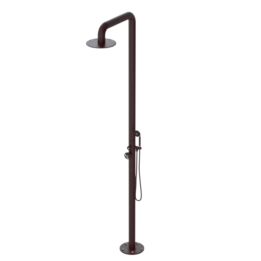 Rubinet Pressure Balance Outdoor Shower with Hand Held Shower & 10" Shower Head - 304 Stainless Steel Bordeaux