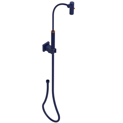 Rubinet Hand Held Shower Bidet with Extended Reach & Dual Function Spray Including Wall Bracket with Supply & Hose (Square) Midnight Blue