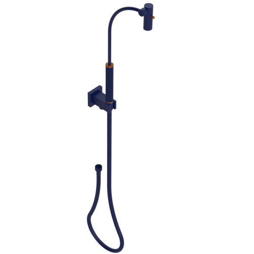 Rubinet Hand Held Shower Bidet with Extended Reach & Dual Function Spray Including Wall Bracket with Supply & Hose (Square) Midnight Blue