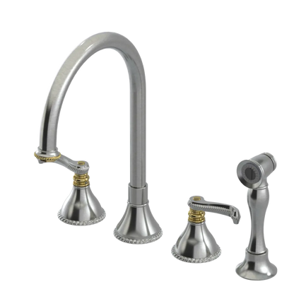 Rubinet Widespread Kitchen Set with Hand Spray Satin Nickel