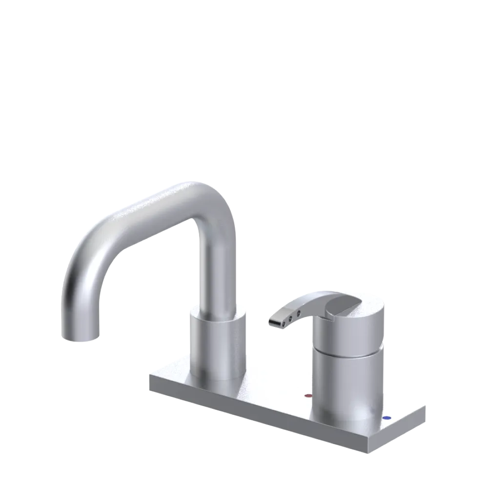 Rubinet 4" Centre Single Control Lav. Set. with Genesis spout (less drain) Satin Chrome
