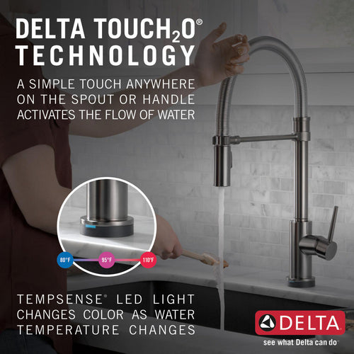Delta Single-Handle Pull-Down Spring Kitchen Faucet with Touch2O