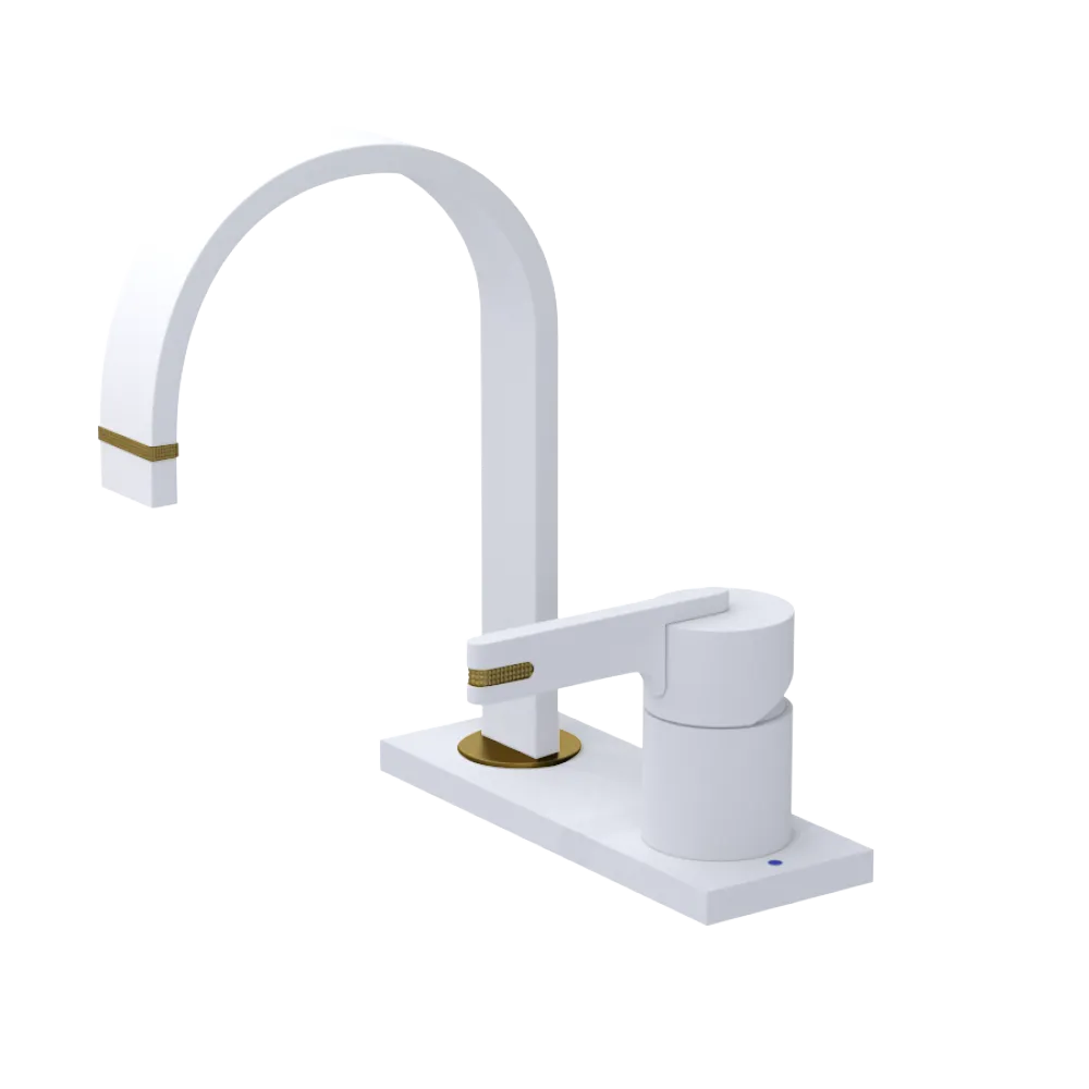 Rubinet 4" Centre Single Control Lav. Set (less drain) Matt White
