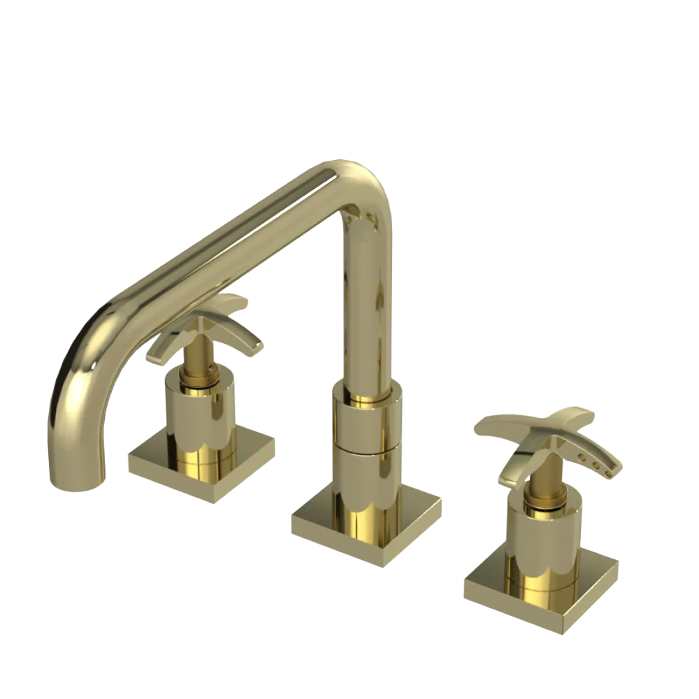 Rubinet Widespread Kitchen Set with Genesis Spout Gold