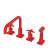 Rubinet Widespread Kitchen Set with Genesis Spout with Hand Spray Red