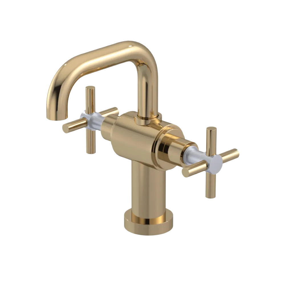 Rubinet Single Hole Dual Handle Lav. Set. (less drain) Gold