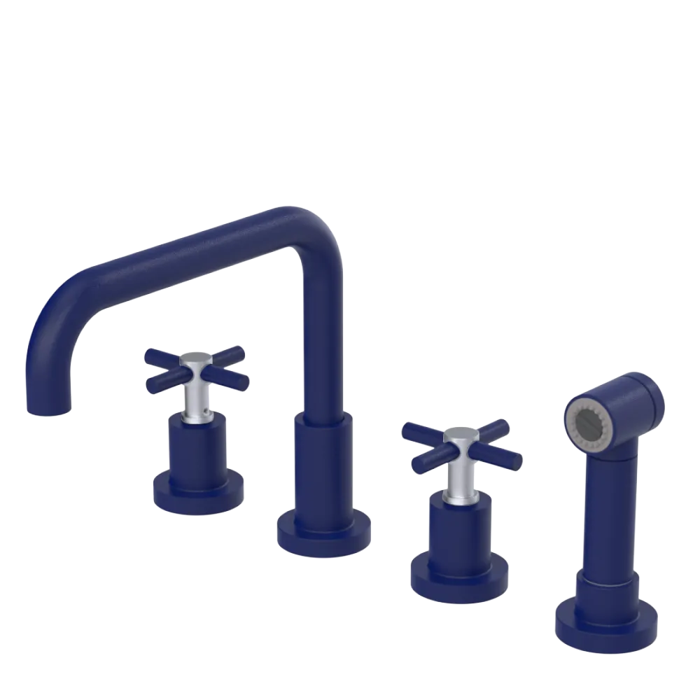 Rubinet Widespread Kitchen Set with Hand Spray Midnight Blue