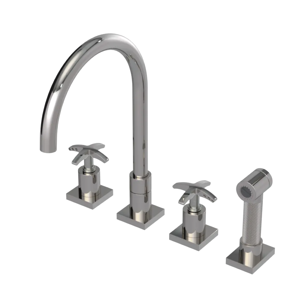 Rubinet Widespread Kitchen Set with Hand Spray Polished Nickel