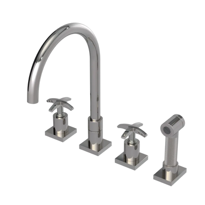 Rubinet Widespread Kitchen Set with Hand Spray Polished Nickel