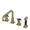 Rubinet Widespread Kitchen Set with Genesis Spout with Hand Spray Natural Brass