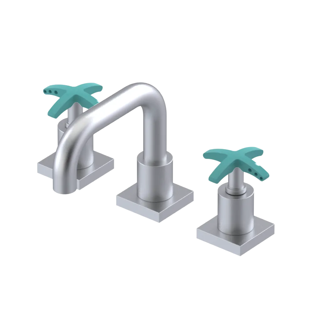 Rubinet Widespread Lav. Set. with Genesis spout (less drain) Satin Chrome