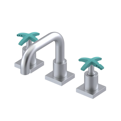 Rubinet Widespread Lav. Set. with Genesis spout (less drain) Satin Chrome