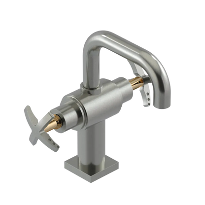 Rubinet Single Hole Dual Handle Lav. Set. with Genesis spout (less drain) Satin Nickel