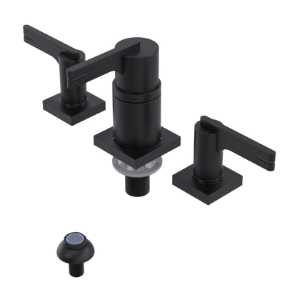 Rubinet Bidet Fitting with Spray, Diverter, and Vacum Breaker (Less Drain) Matt Black