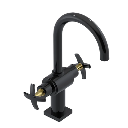 Rubinet Single Hole Dual Handle Lav. Set. (less drain) Black
