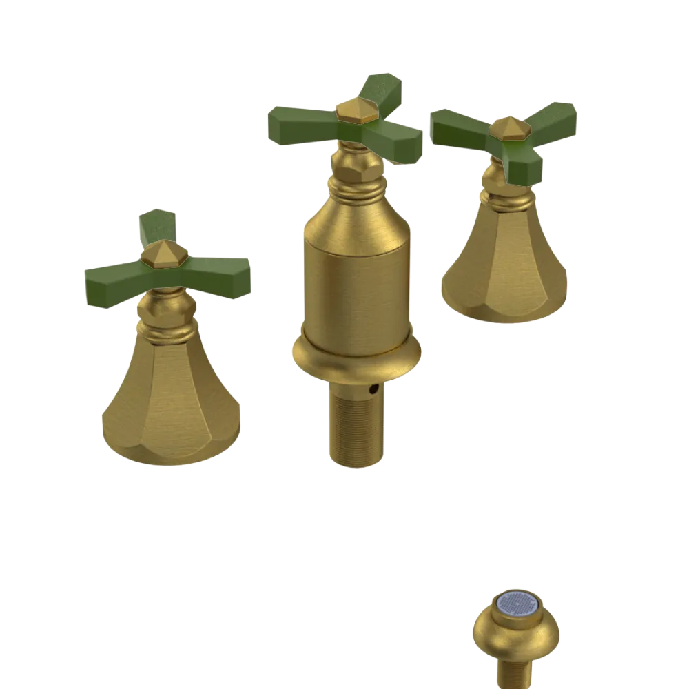 Rubinet Bidet Fitting with Spray, Diverter, and Vacum Breaker (Less Drain) Antique Brass Matt