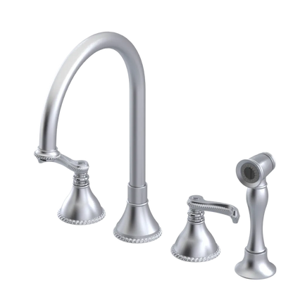 Rubinet Widespread Kitchen Set with Hand Spray Satin Chrome