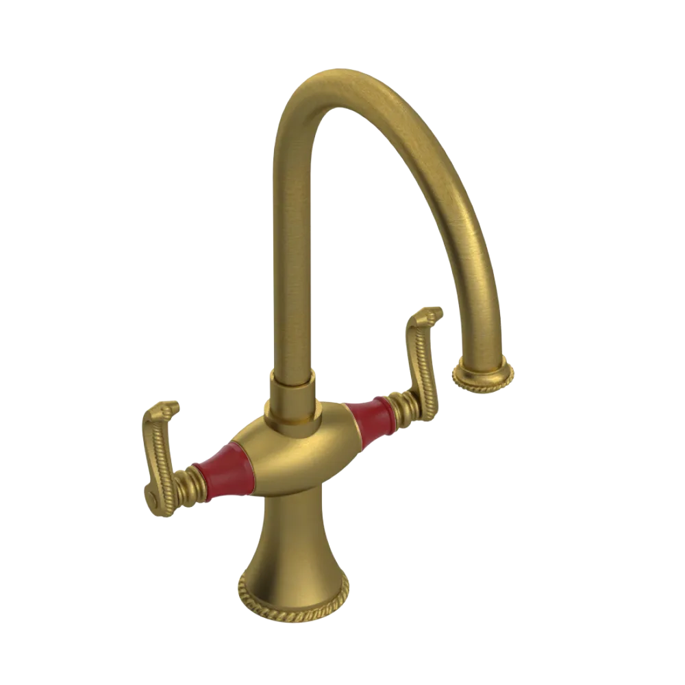 Rubinet Two Handle Single Hole Kitchen Set Antique Brass Matt