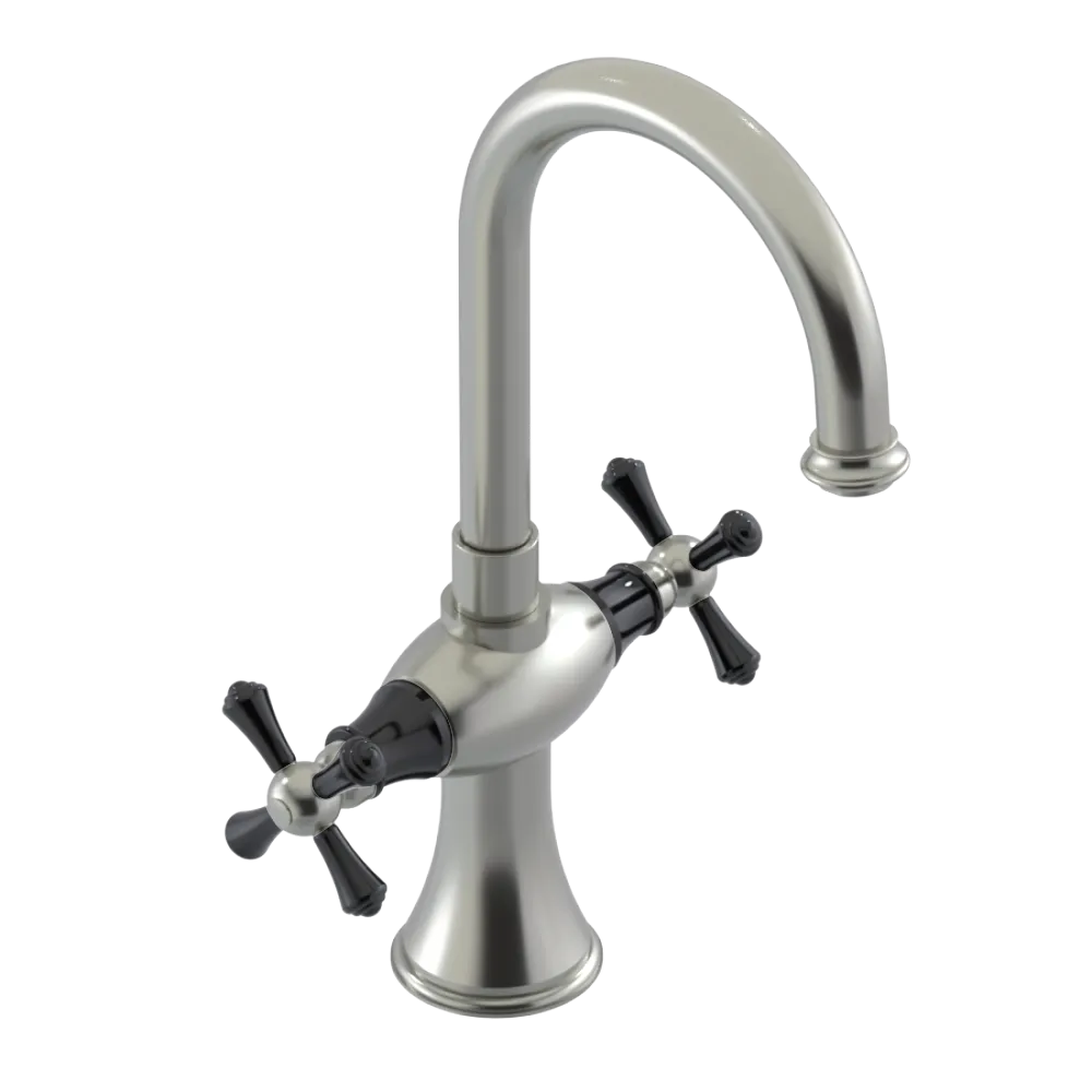 Rubinet Single Hole Dual Handle Lav. Set. (less drain) Satin Nickel