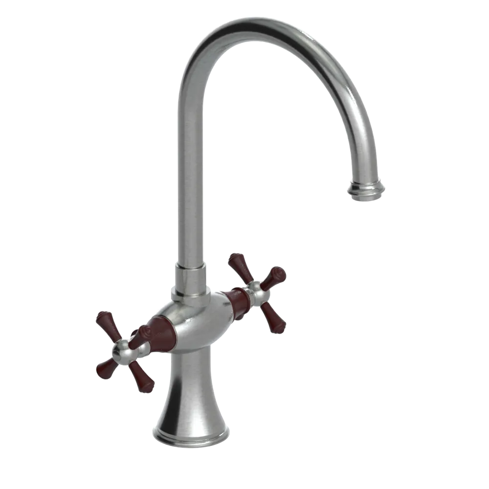 Rubinet Two Handle Single Hole Kitchen Set Satin Nickel