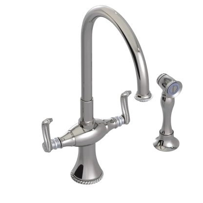 Rubinet Two Handle Single Hole Kitchen Set with Hand Spray Polished Nickel