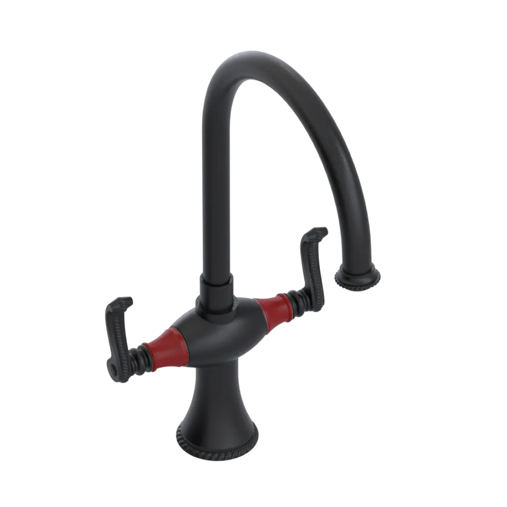 Rubinet Two Handle Single Hole Kitchen Set Matt Black