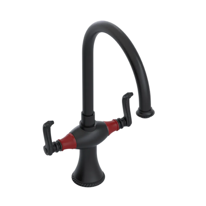 Rubinet Two Handle Single Hole Kitchen Set Matt Black