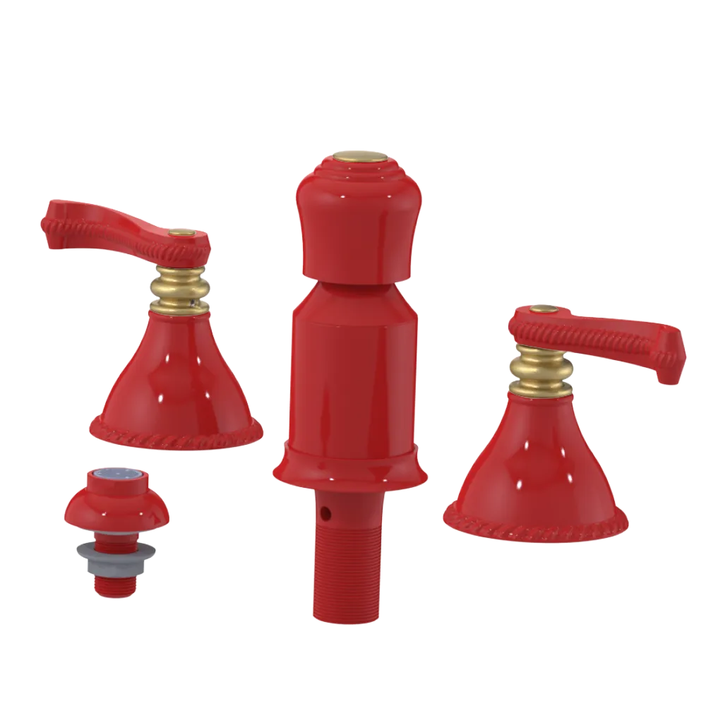 Rubinet Bidet Fitting with Spray, Diverter, and Vacum Breaker (Less Drain) Red