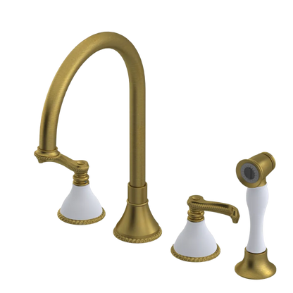 Rubinet Widespread Kitchen Set with Hand Spray Antique Brass Matt