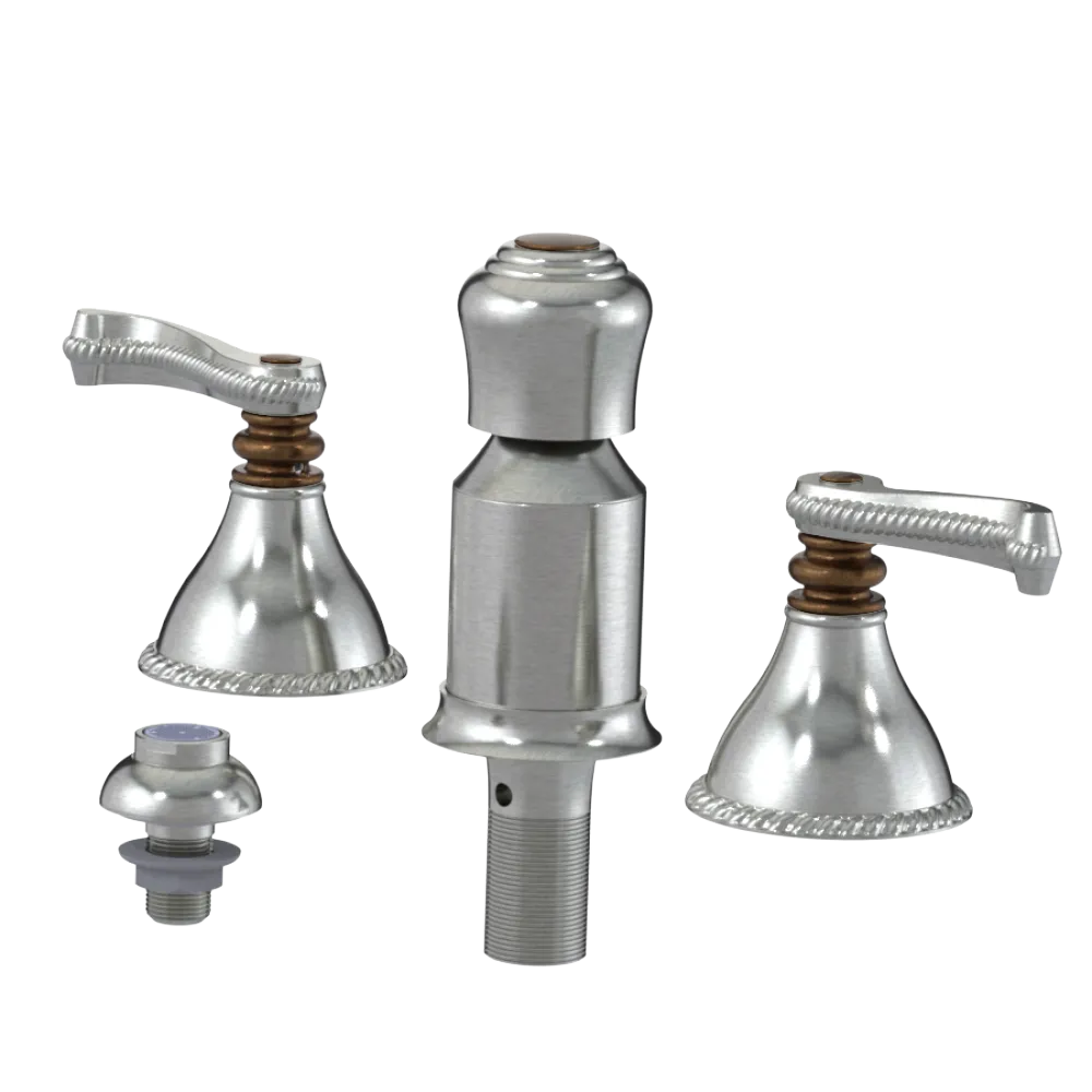 Rubinet Bidet Fitting with Spray, Diverter, and Vacum Breaker (Less Drain) Satin Nickel