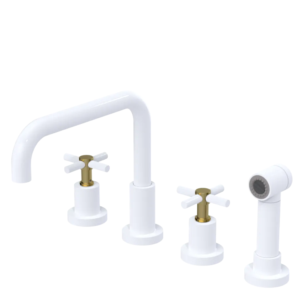 Rubinet Widespread Kitchen Set with Hand Spray White