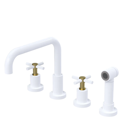 Rubinet Widespread Kitchen Set with Hand Spray White