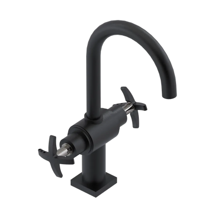 Rubinet Single Hole Dual Handle Lav. Set. (less drain) Matt Black