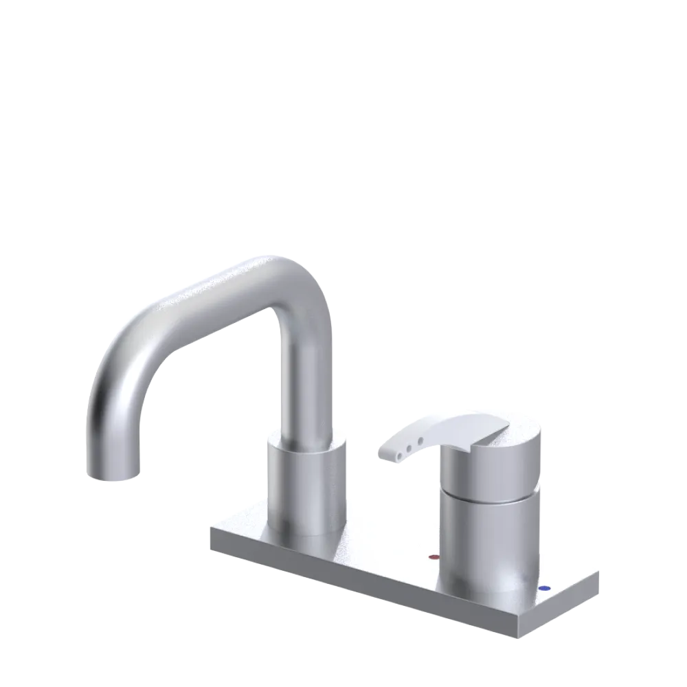 Rubinet 4" Centre Single Control Lav. Set. with Genesis spout (less drain) Satin Chrome