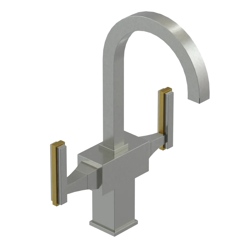 Rubinet Single Hole Dual Handle Lav. Set. (less drain) Satin Nickel