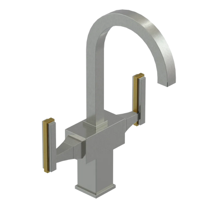 Rubinet Single Hole Dual Handle Lav. Set. (less drain) Satin Nickel
