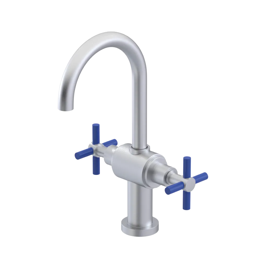 Rubinet Single Hole Dual Handle Lav. Set with LaSalle Spout (less drain) Satin Chrome