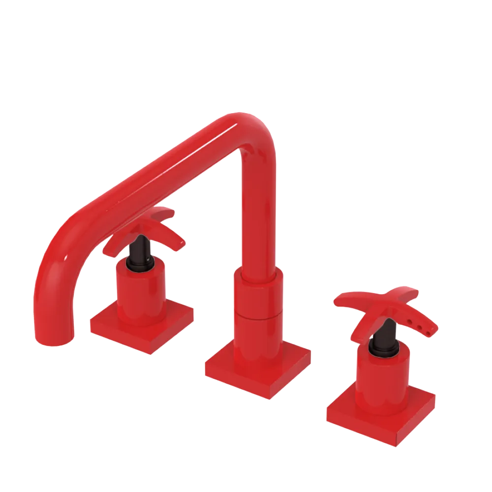 Rubinet Widespread Kitchen Set with Genesis Spout Red