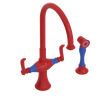 Rubinet Two Handle Single Hole Kitchen Set with Hand Spray Red