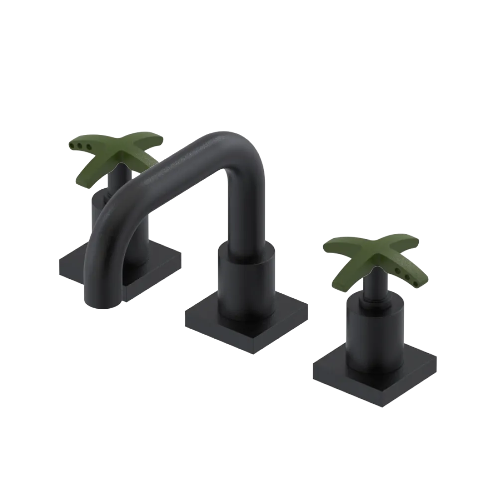 Rubinet Widespread Lav. Set. with Genesis spout (less drain) Matt Black