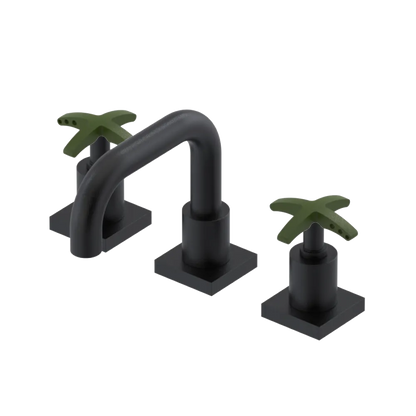 Rubinet Widespread Lav. Set. with Genesis spout (less drain) Matt Black