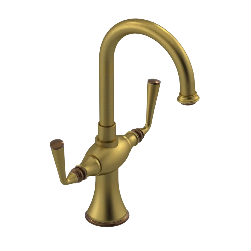 Rubinet Single Hole Dual Handle Lav. Set. (less drain) Antique Brass Matt