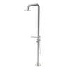 Rubinet Pressure Balance Outdoor Shower with Hand Held Shower & 10" Shower Head (with shelf) - 304 Stainless Steel Satin Nickel