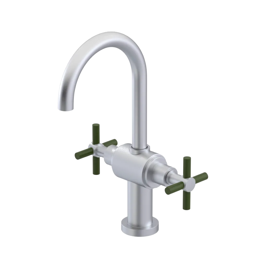 Rubinet Single Hole Dual Handle Lav. Set with LaSalle Spout (less drain) Satin Chrome